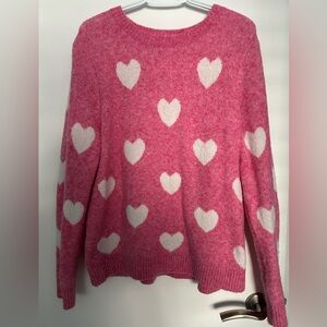 cupcakes & cashmere Pink and White Heart Sweater